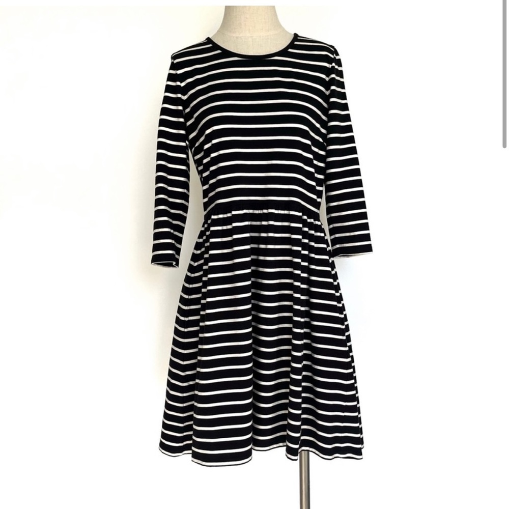 Love Hanna Andersson Black White Striped Elisabeth Dress Size Medium